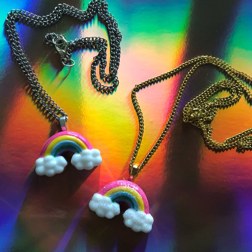Over the Rainbow Pastel Resin Rave Necklace